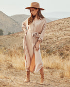 Betsy Button Down Midi Dress Nude FINAL