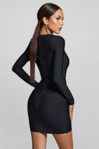 Hera Long Sleeve V-Neck Split Mini Dress