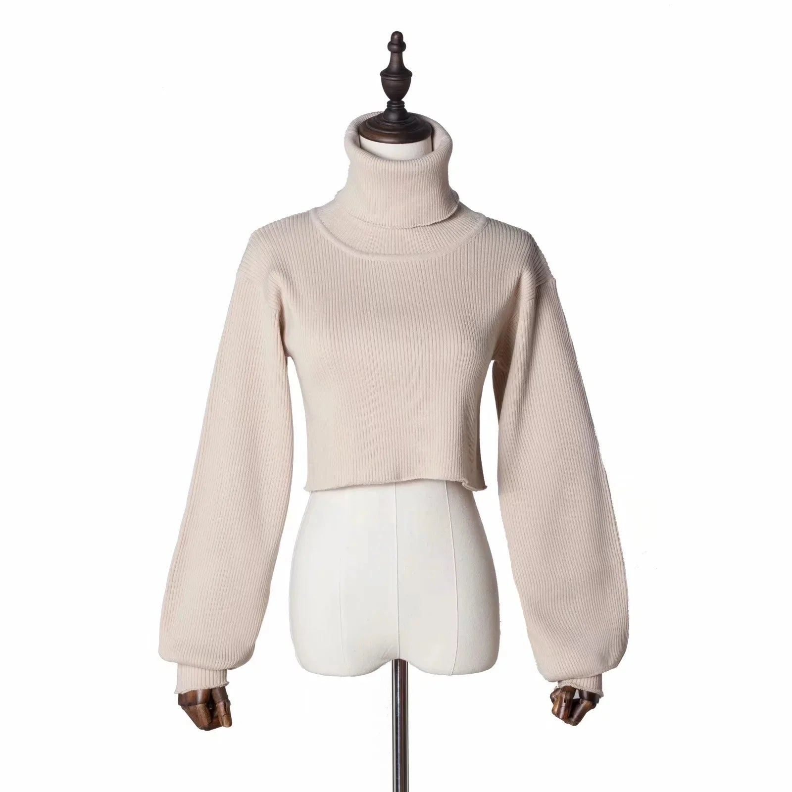 Trendy Casual Loose Sexy Fashionable Solid TurtleNeck Long Sleeve Knit Crop Sweater