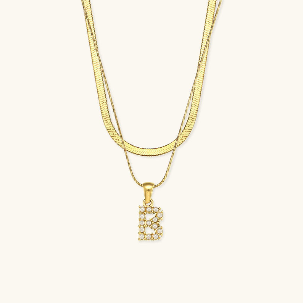 Opal Charm - LayeRed Gold Initial Necklace