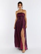 Backless Glitter Tube Maxi Dress