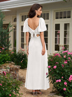 Batwing Sleeve V-Neck Bow Tie Back With Pockets Long Dress