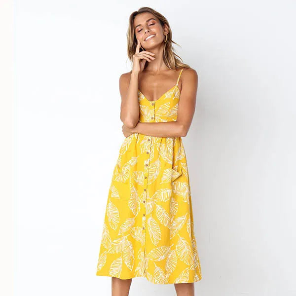 Beach Sling Seeveless Sexy Elegantes Vestiti Donna Midi Dresses