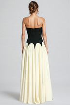 Pound Black White Contrast Strapless Maxi Dress