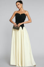Pound Black White Contrast Strapless Maxi Dress