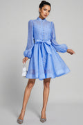 Debrs Blue Diamond Embellished Mini Dress