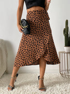 Boho Print Tie Side Wrap Skirt High Waist ALine Skirt