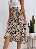 Boho Print Tie Side Wrap Skirt High Waist ALine Skirt