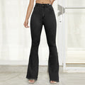 Benuynffy Button Fly Women's Raw Hem Flare Jeans