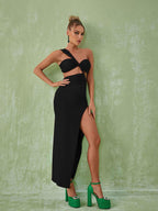 Berenice One Shoulder Cutout Maxi Dress In Black