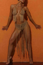 Hans Knit Fringe Bikini Two Piece Set