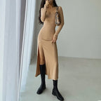 Round Neck Sexy Waist Elegant Streetwear Traf Midi Dresses