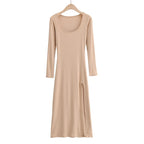 Round Neck Sexy Waist Elegant Streetwear Traf Midi Dresses