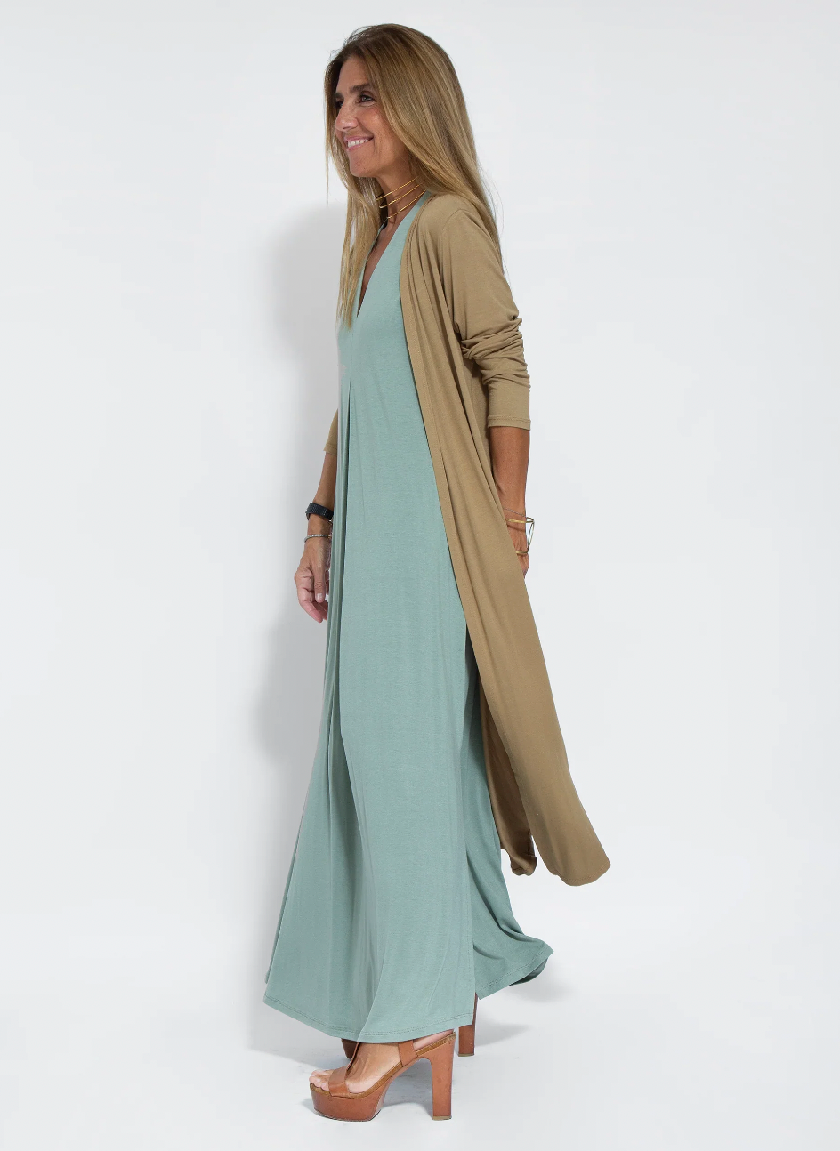 Yazmín Boutique Long Slimming Dress and Vest Set Chic Silhouette Collection