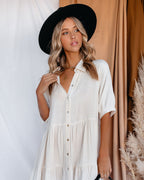 Binx Cotton Pocketed Button Down Midi Dress Ivory