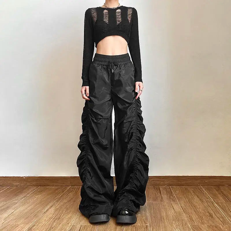 Comfortable Black Baggy HighWaist Halloween Pants