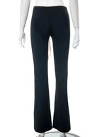 Black Flare Low Waist Slim Fit Solid Sexy Hot Sweat Winter Pants