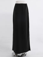 Black Loose Elegant ALine Summer AnkleLength Pocket Skirt