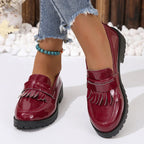 Fur Round Toe AllMatch Casual Cross Creepers Leather Derby Sneakers Loafers
