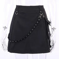 Black Functional Irregular Pleated Aline High Waist Tooling Waist Chain Gothic Harajuku Y2k Goth Skirt