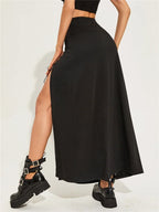 Black Sexy Split Simple Casual AllMatch Cool Mature Vitality Skirt