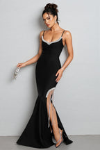 Cyrus Black Tassel Fringe Maxi Dress