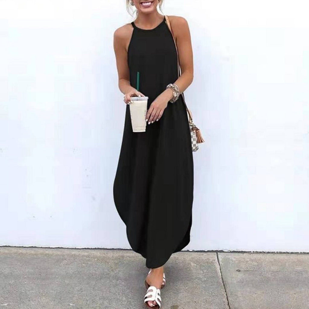 Luz Exclusive Spaghetti Strap Dress with Side Slit Chic Silhouette Collection