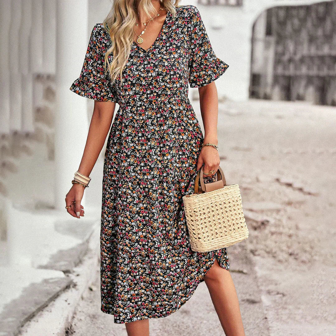 Lena Elevated Women's Casual Floral Summer Dress Evening Wear Edit