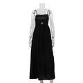 Black Breathable Sling High Waist French Dress Holiday Long