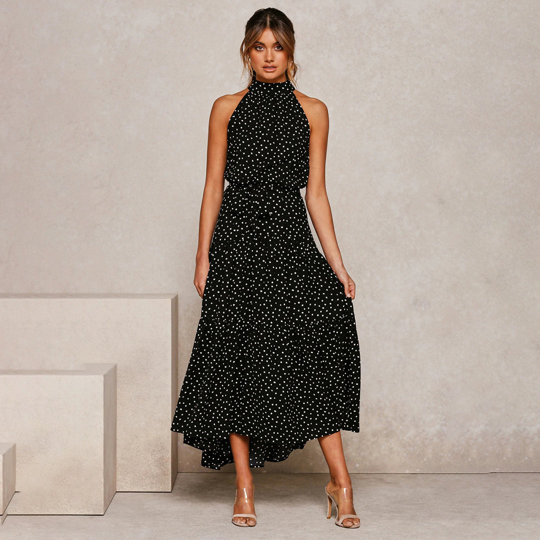 Sara Aesthetic Long Polka Dot Dress Boutique Collection