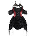 Blood Supply Gothic Velvet Slim Strap Drawstring Halter Black Red Grunge Mini Halloween Vestido Autumn Dress