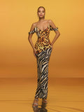 Cowl Neck Leopard Maxi Dress