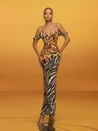 Cowl Neck Leopard Maxi Dress