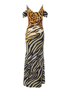 Cowl Neck Leopard Maxi Dress