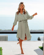 Bodega Bay Cotton Cover Up Shirt Dress Basil