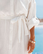 Bodega Bay Cotton Cover Up Shirt Dress White