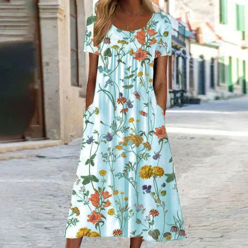 Marianne Luxe Women's Floral Midi Summer Dress Designer Edit