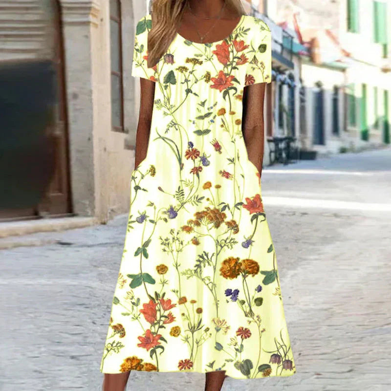 Marianne Luxe Women's Floral Midi Summer Dress Designer Edit