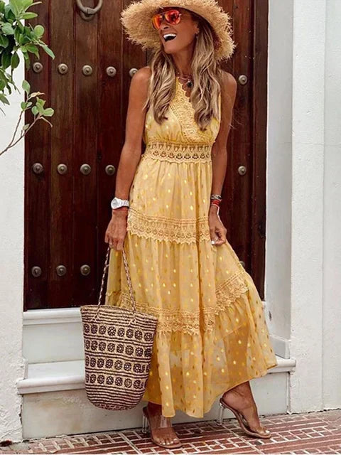 Paula Aesthetic Maxi Dress Boho Lace Statement Occasion Edit