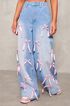 Bow Ribbon High Rise Jeans