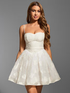 Bow Tie Back Jacquard Corset Cami Dress