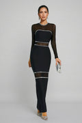 Gema Black Mesh Bandage Maxi Dress