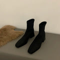Brand Autumn Korean Style Fashionable Square Toe Comfortable Versatile Nude Ankle Boot