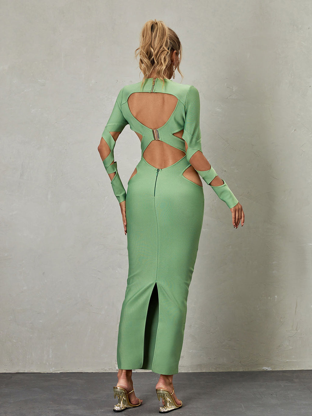 Brinly Long Sleeve Cutout Bandage Dress