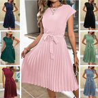 Leonor Statement Short Sleeve Pleated Casual Mini Dress for Summer Chic Silhouette Collection