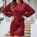Ashley Timeless Long Sleeved Ribbed Knit Mini Dress Boutique Collection