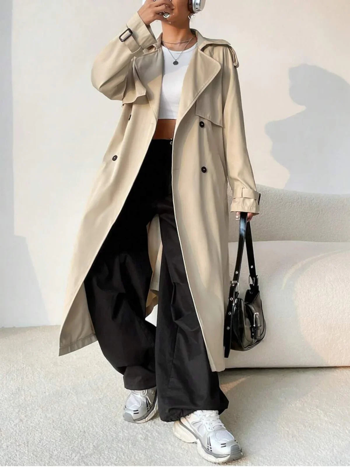 Elegant Relaxed Fit Trench Coat