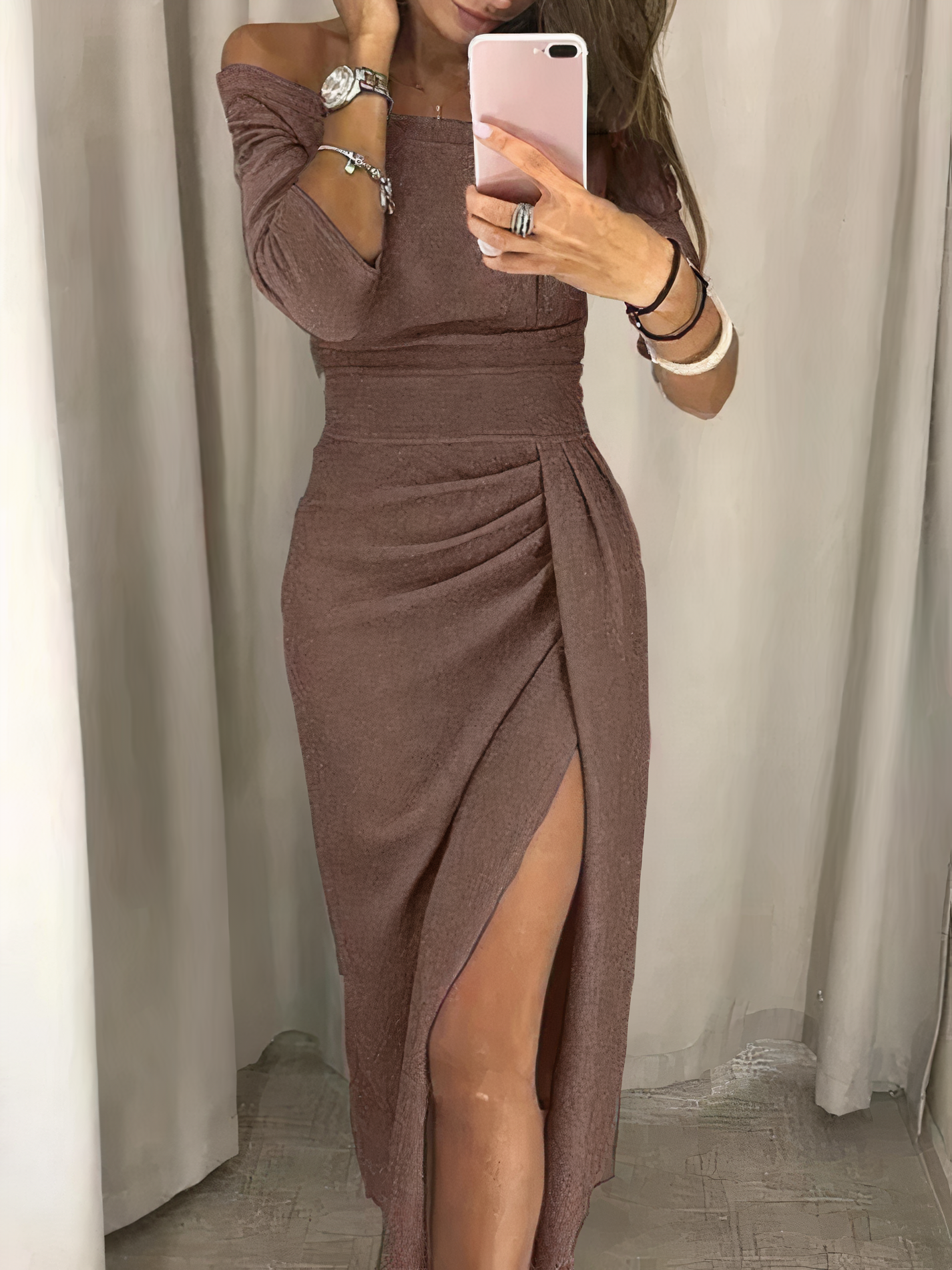 Gloria Statement Shoulder Hugging Pencil Dress Premium Wardrobe Essential