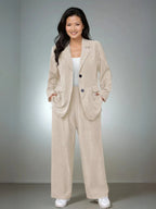 Plus Size Elegant Lapel Suit Jacket And Pants