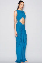 Celeste Blue Openwork Maxi Dress